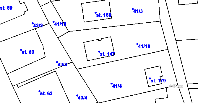 Parcela st. 147 v KÚ Blato, Katastrální mapa