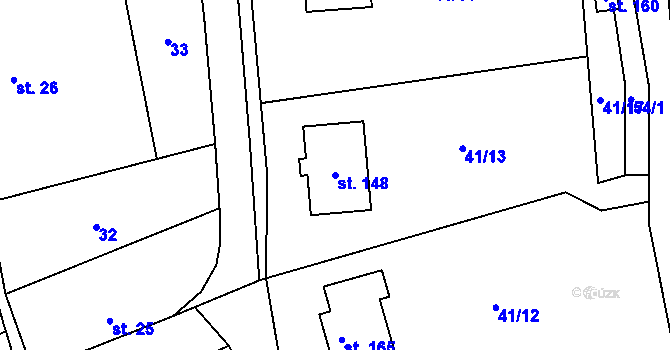 Parcela st. 148 v KÚ Blato, Katastrální mapa