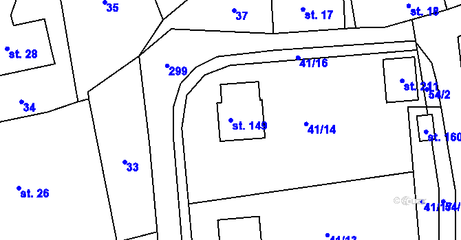 Parcela st. 149 v KÚ Blato, Katastrální mapa