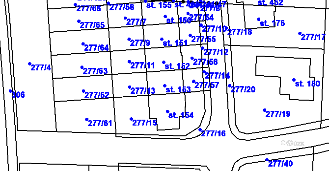 Parcela st. 153 v KÚ Blato, Katastrální mapa