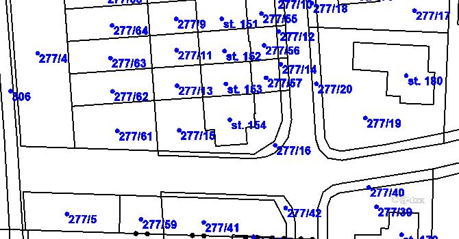 Parcela st. 154 v KÚ Blato, Katastrální mapa