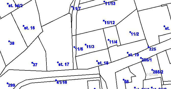 Parcela st. 11/3 v KÚ Blato, Katastrální mapa