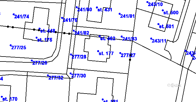 Parcela st. 177 v KÚ Blato, Katastrální mapa