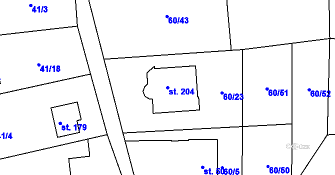 Parcela st. 204 v KÚ Blato, Katastrální mapa