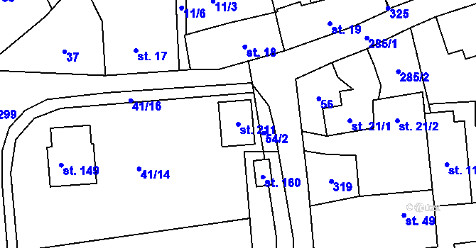 Parcela st. 211 v KÚ Blato, Katastrální mapa