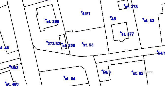 Parcela st. 55 v KÚ Mikulovice u Pardubic, Katastrální mapa
