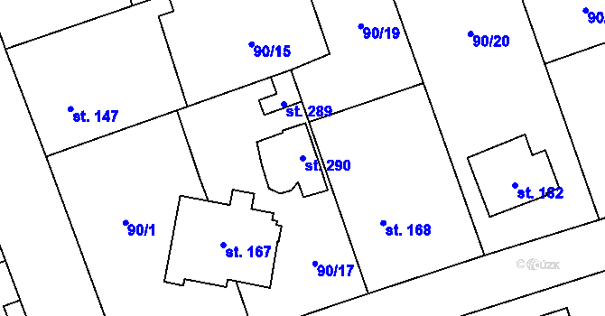 Parcela st. 290 v KÚ Mikulovice u Pardubic, Katastrální mapa