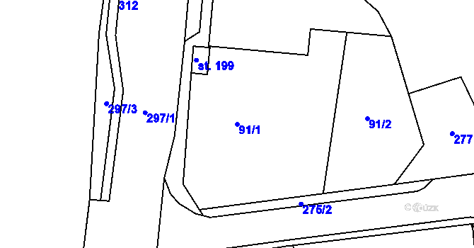 Parcela st. 91/1 v KÚ Mikulovice u Pardubic, Katastrální mapa