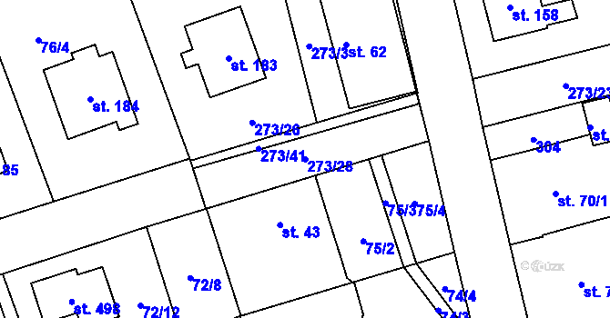 Parcela st. 273/28 v KÚ Mikulovice u Pardubic, Katastrální mapa