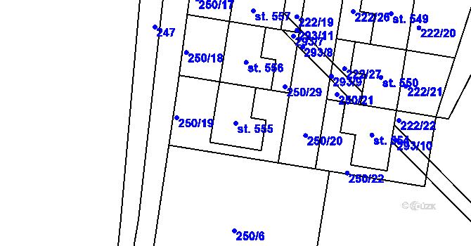 Parcela st. 555 v KÚ Mikulovice u Pardubic, Katastrální mapa