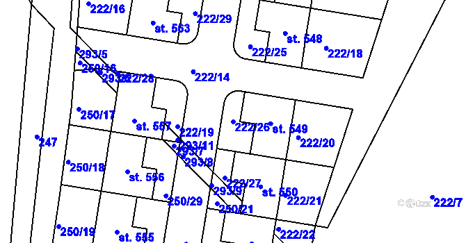 Parcela st. 222/26 v KÚ Mikulovice u Pardubic, Katastrální mapa