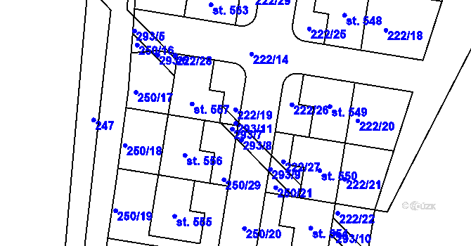 Parcela st. 293/11 v KÚ Mikulovice u Pardubic, Katastrální mapa