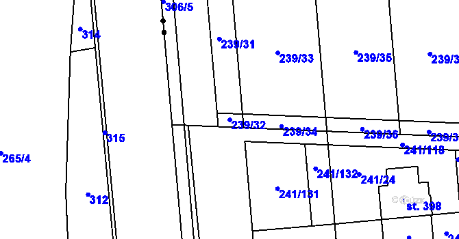 Parcela st. 239/32 v KÚ Mikulovice u Pardubic, Katastrální mapa