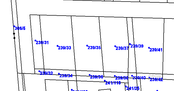 Parcela st. 239/35 v KÚ Mikulovice u Pardubic, Katastrální mapa
