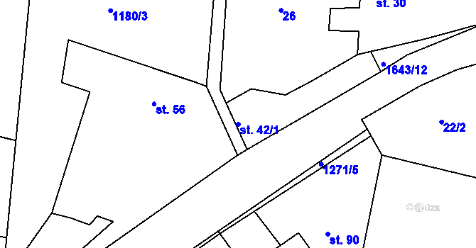 Parcela st. 42/1 v KÚ Mikulovice, Katastrální mapa