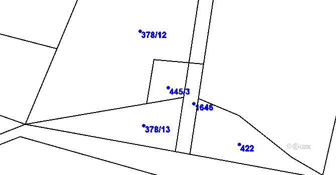 Parcela st. 445/3 v KÚ Mikulovice, Katastrální mapa