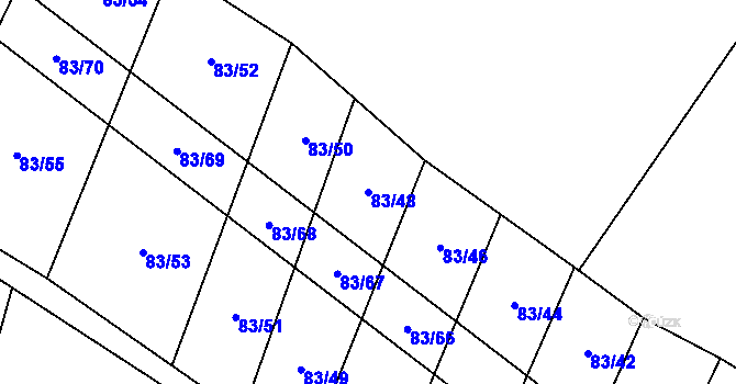Parcela st. 83/48 v KÚ Mikulovice, Katastrální mapa