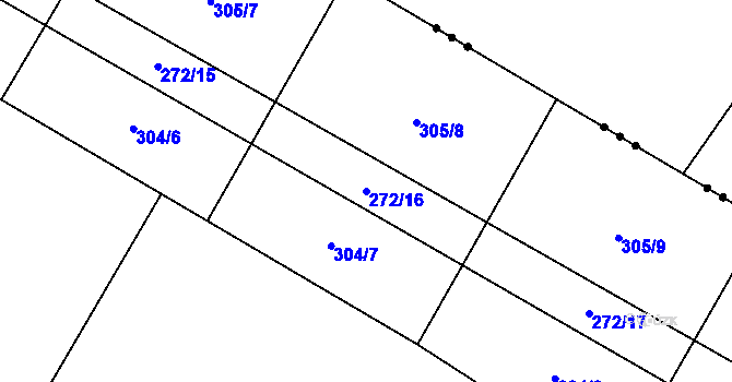 Parcela st. 272/16 v KÚ Mikulovice, Katastrální mapa
