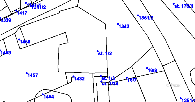 Parcela st. 1/2 v KÚ Mikulovice u Znojma, Katastrální mapa