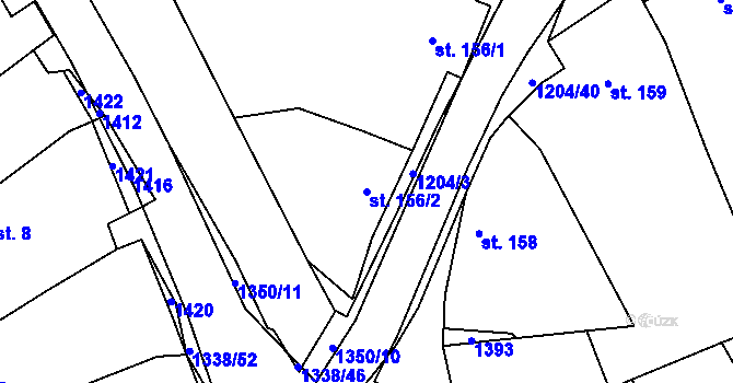 Parcela st. 156/2 v KÚ Mikulovice u Znojma, Katastrální mapa