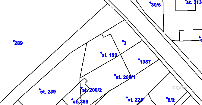 Parcela st. 199 v KÚ Mikulovice u Znojma, Katastrální mapa