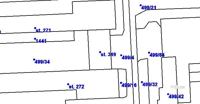 Parcela st. 319 v KÚ Mikulovice u Znojma, Katastrální mapa