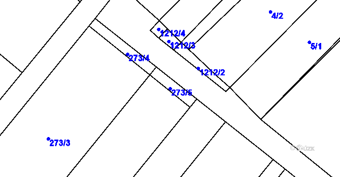 Parcela st. 273/5 v KÚ Mikulovice u Znojma, Katastrální mapa