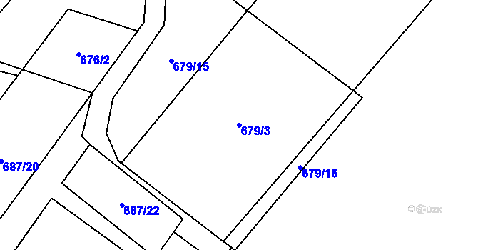 Parcela st. 679/3 v KÚ Mikulovice u Znojma, Katastrální mapa