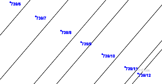 Parcela st. 739/9 v KÚ Mikulovice u Znojma, Katastrální mapa