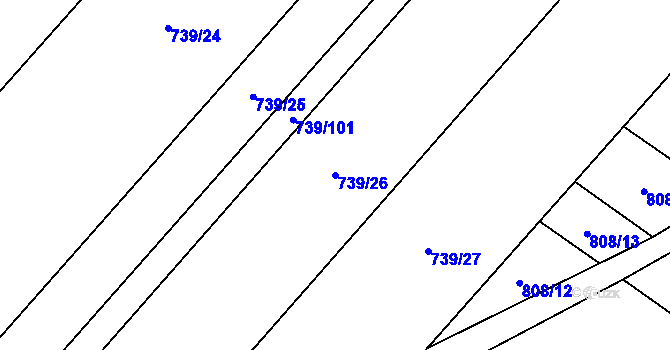 Parcela st. 739/26 v KÚ Mikulovice u Znojma, Katastrální mapa