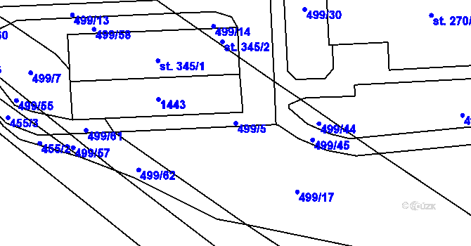Parcela st. 499/5 v KÚ Mikulovice u Znojma, Katastrální mapa