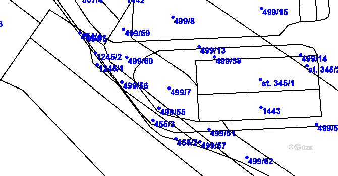 Parcela st. 499/7 v KÚ Mikulovice u Znojma, Katastrální mapa