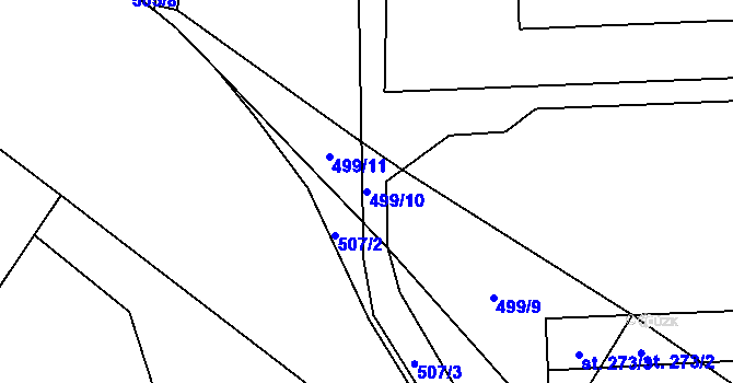 Parcela st. 499/10 v KÚ Mikulovice u Znojma, Katastrální mapa