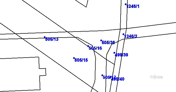 Parcela st. 505/16 v KÚ Mikulovice u Znojma, Katastrální mapa