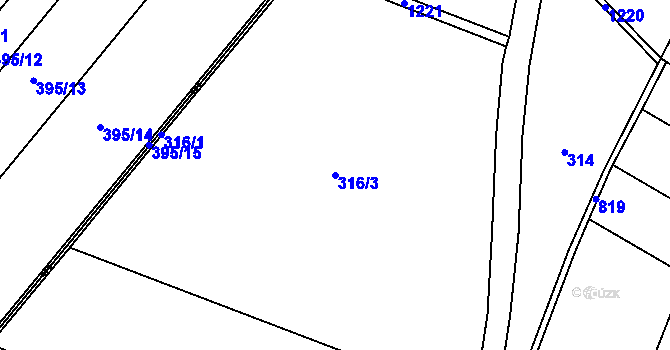 Parcela st. 316/3 v KÚ Mikulovice u Znojma, Katastrální mapa