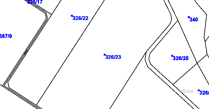 Parcela st. 326/23 v KÚ Mikulovice u Znojma, Katastrální mapa