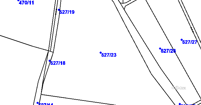 Parcela st. 527/23 v KÚ Mikulovice u Znojma, Katastrální mapa