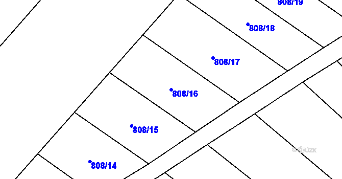 Parcela st. 808/16 v KÚ Mikulovice u Znojma, Katastrální mapa