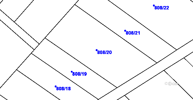 Parcela st. 808/20 v KÚ Mikulovice u Znojma, Katastrální mapa