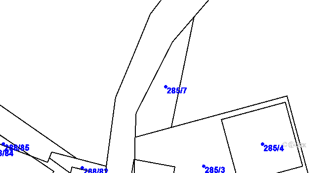 Parcela st. 285/7 v KÚ Mikulovice u Znojma, Katastrální mapa