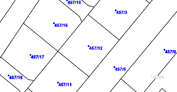 Parcela st. 457/12 v KÚ Mikulovice u Znojma, Katastrální mapa