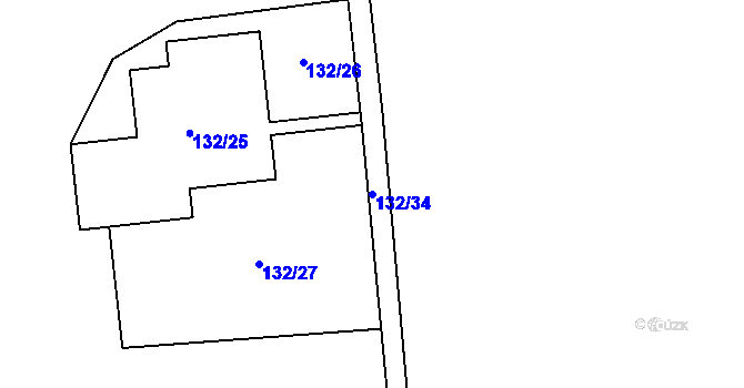 Parcela st. 132/34 v KÚ Kolnovice, Katastrální mapa