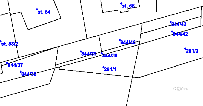 Parcela st. 844/38 v KÚ Kolnovice, Katastrální mapa