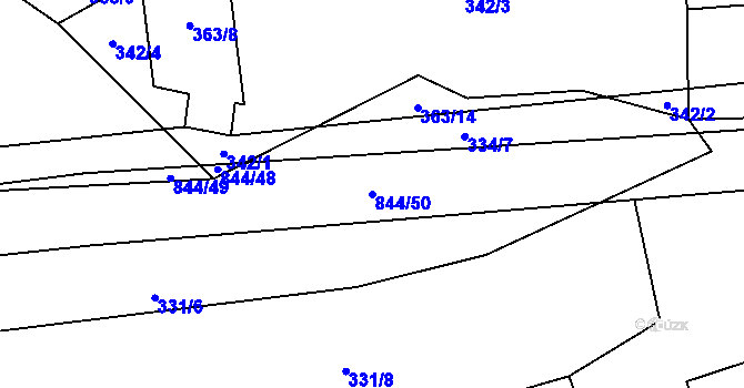 Parcela st. 844/50 v KÚ Kolnovice, Katastrální mapa