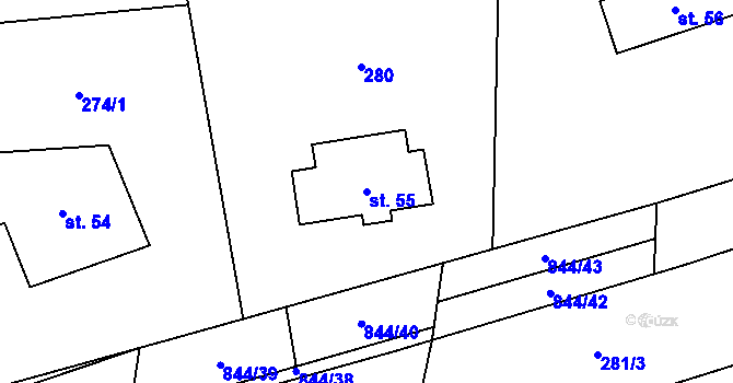 Parcela st. 55 v KÚ Kolnovice, Katastrální mapa