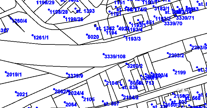 Parcela st. 3339/108 v KÚ Mikulovice u Jeseníka, Katastrální mapa