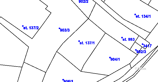 Parcela st. 137/1 v KÚ Mikulovice u Jeseníka, Katastrální mapa