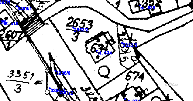 Parcela st. 634 v KÚ Mikulovice u Jeseníka, Katastrální mapa