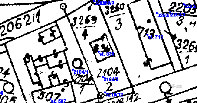 Parcela st. 836 v KÚ Mikulovice u Jeseníka, Katastrální mapa