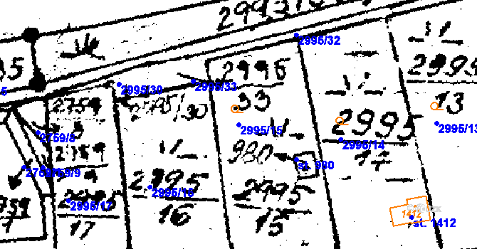 Parcela st. 2995/15 v KÚ Mikulovice u Jeseníka, Katastrální mapa
